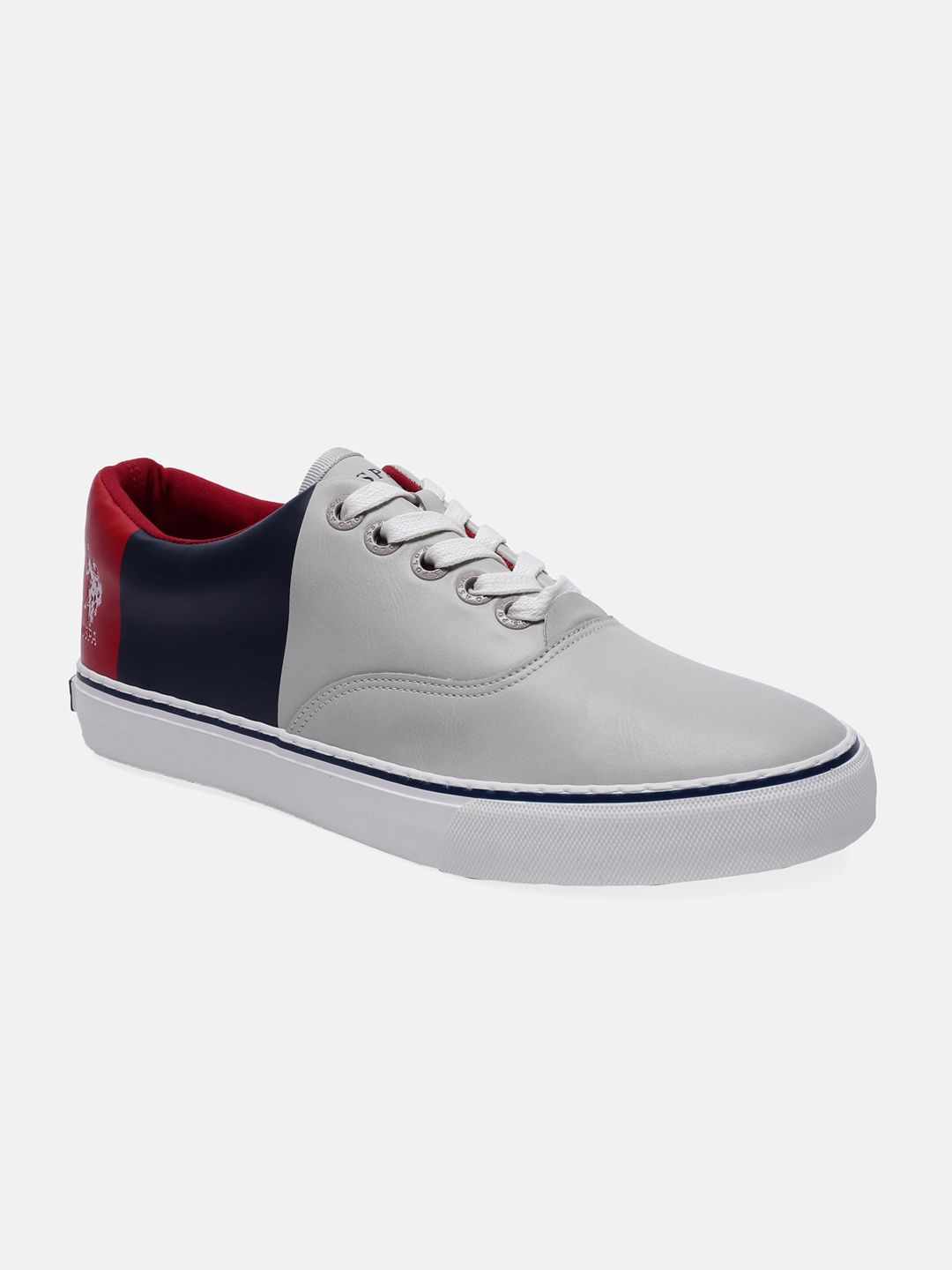 U S Polo Assn Men Grey Colourblocked PU Sneakers - Price History