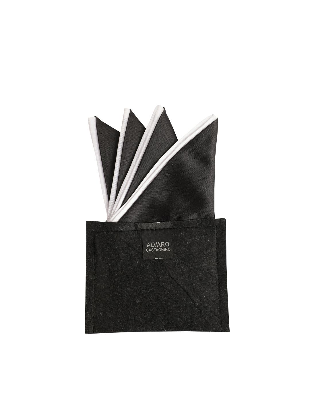 Alvaro Castagnino Men Black Solid Pocket Squares-picture-28