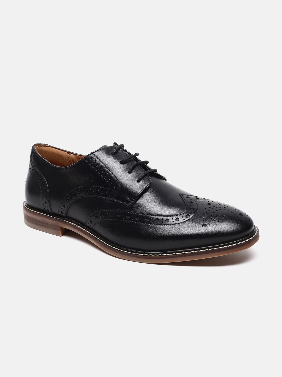 Arrow Men Black Solid Leather Formal Brogues