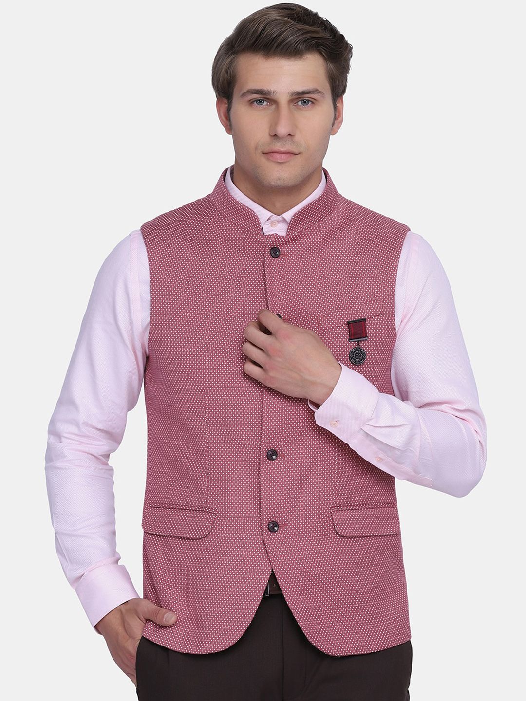 Blackberrys Men Rose Woven Design Nehru Jacket-image-41