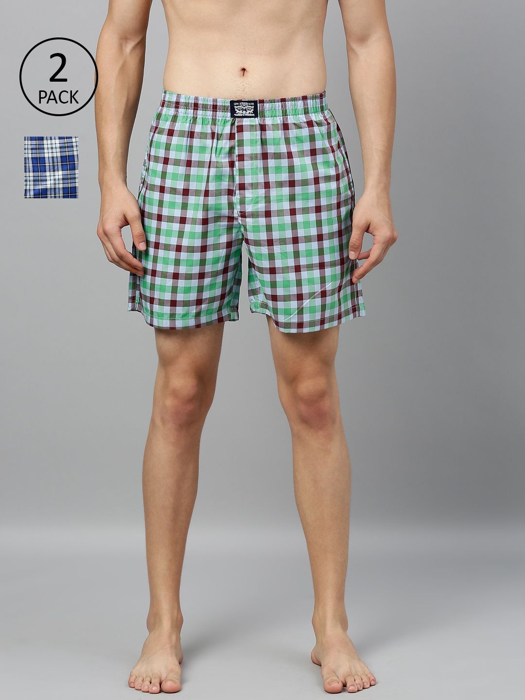 Levis Men Pack of 2 Pure Cotton Checked Boxers-picture-23