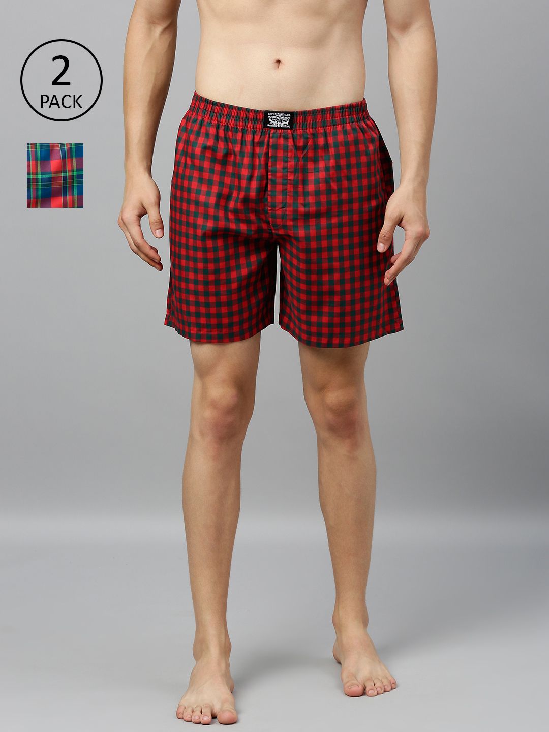Levis Men Pack of 2 Pure Cotton Checked Boxers-picture-41