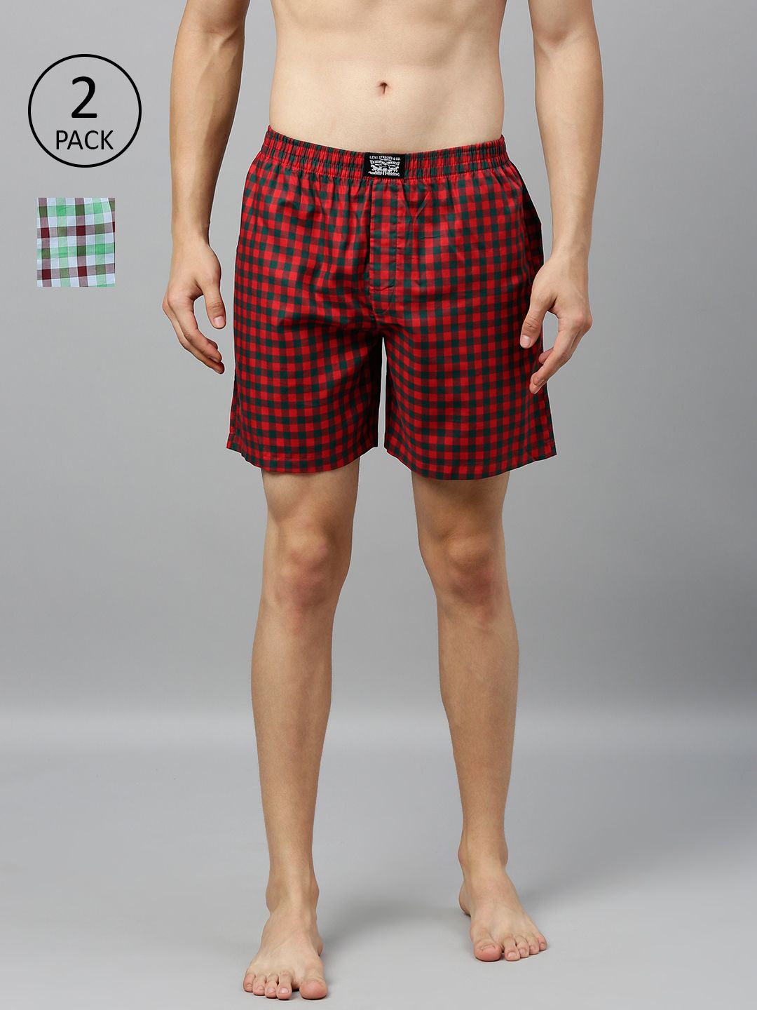 Levis Men Pack of 2 Pure Cotton Checked Boxers-picture-16