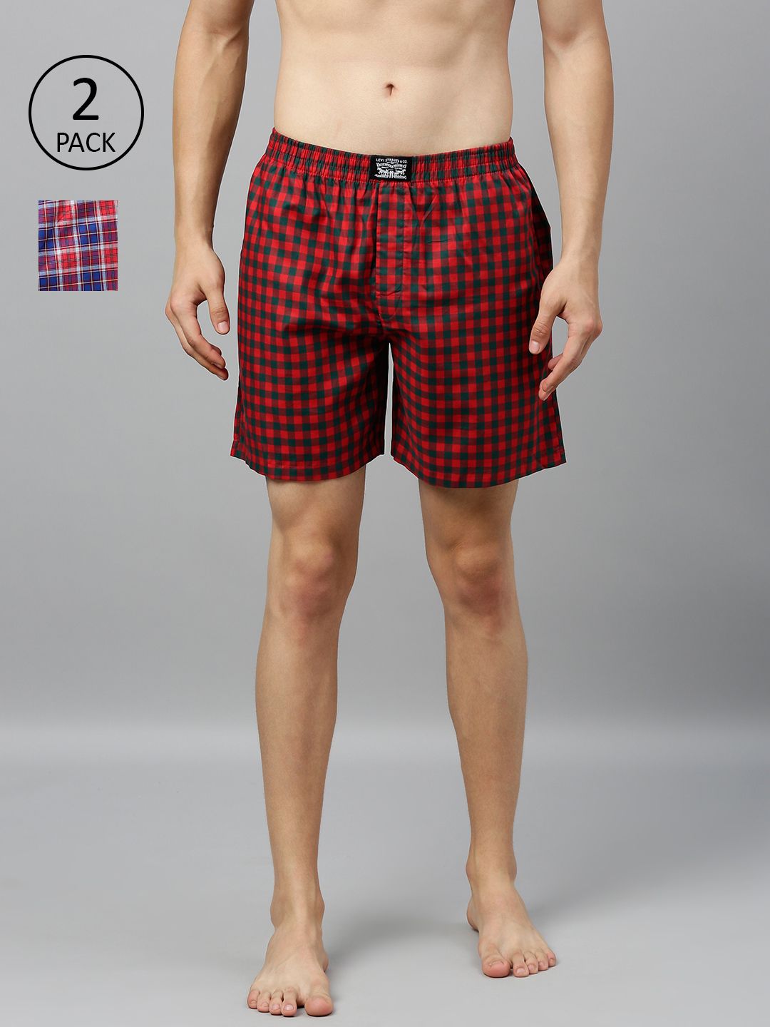 Levis Men Pack of 2 Pure Cotton Checked Boxers-picture-25
