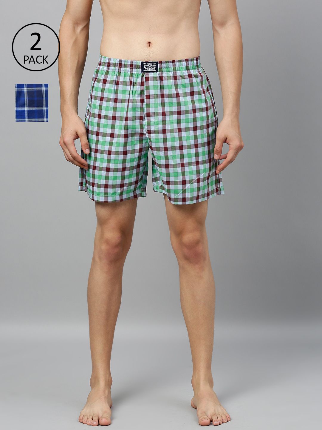 Levis Men Pack of 2 Pure Cotton Checked Boxers-picture-19