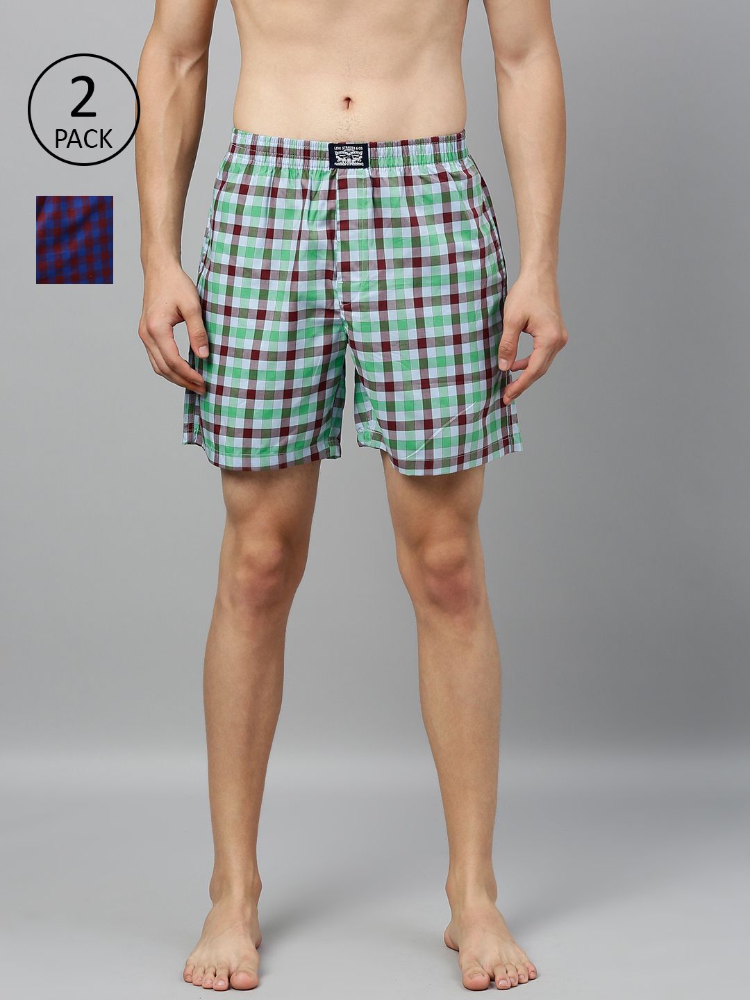Levis Men Pack of 2 Pure Cotton Checked Boxers-picture-17