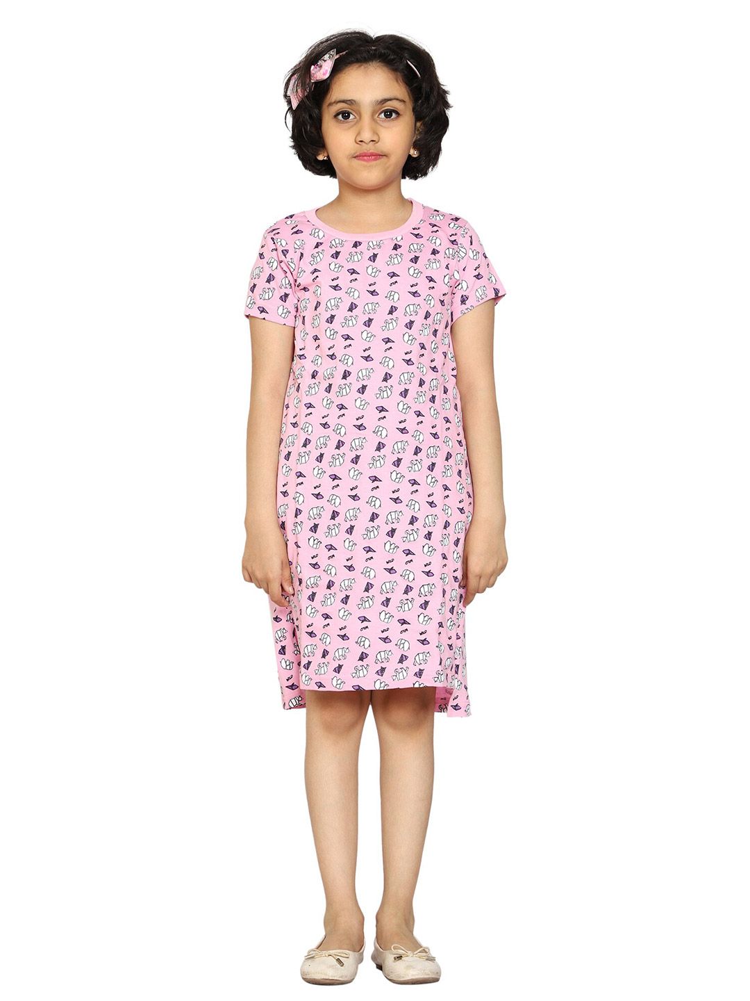 KiddoPanti Girls Pink Printed Nightdress-picture-22