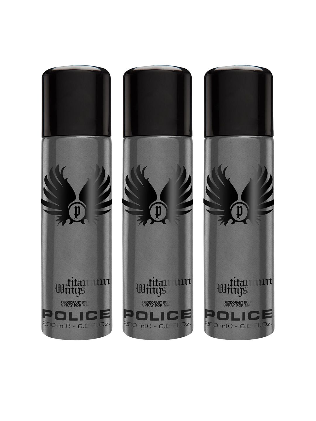 Police Men Set of 3 Titanium Wings Deodorant Body Spray - 200 ml Each-picture-32