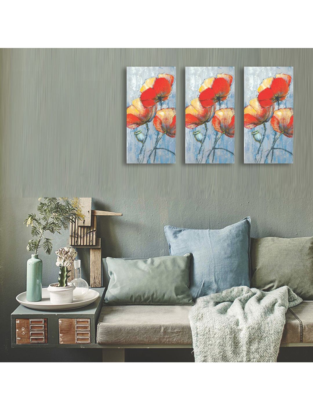 MARKET99 Orange & Grey Floral Oil Painting-picture-36