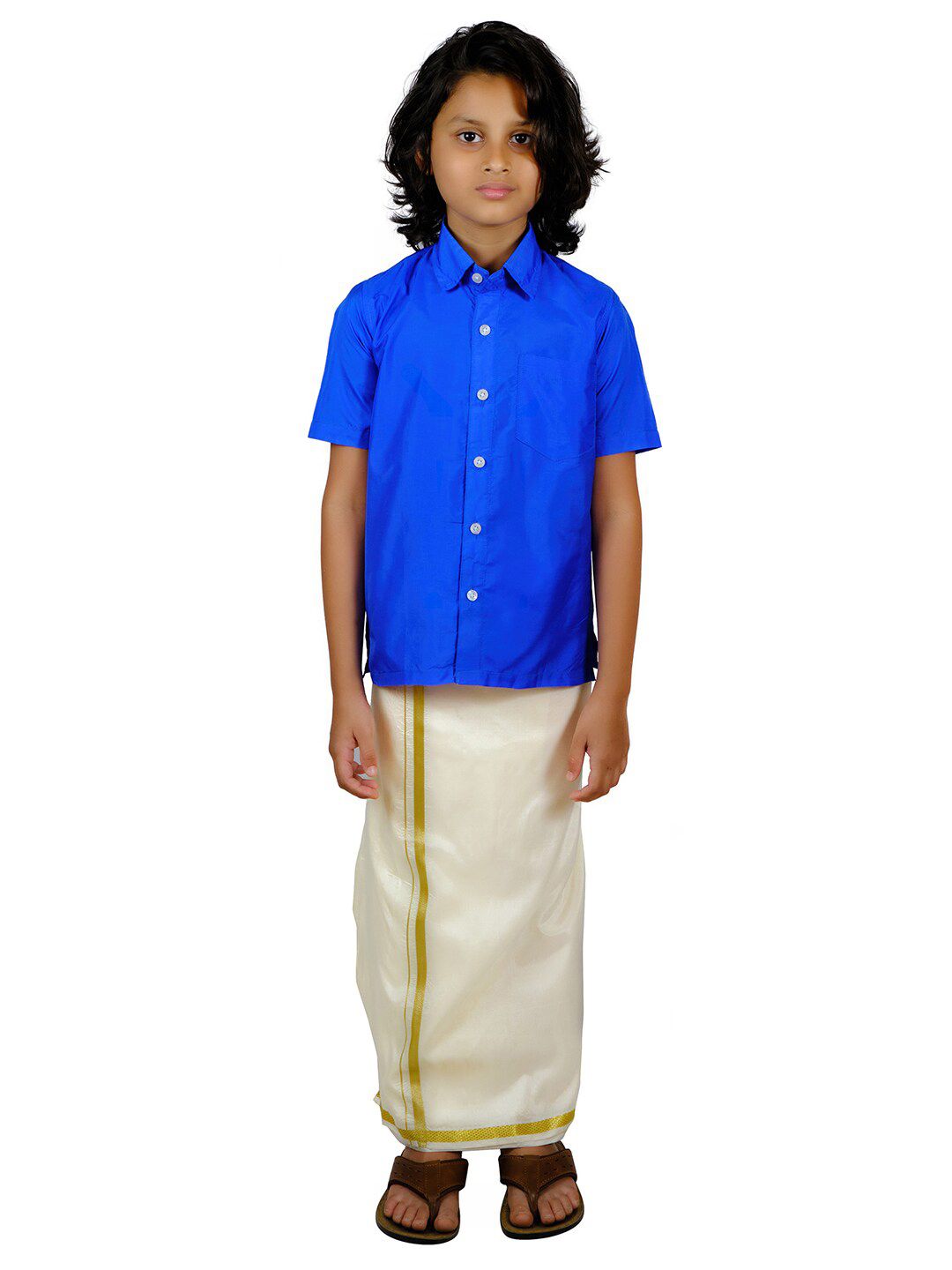 Sethukrishna Boys Blue Shirt & Dhoti Set