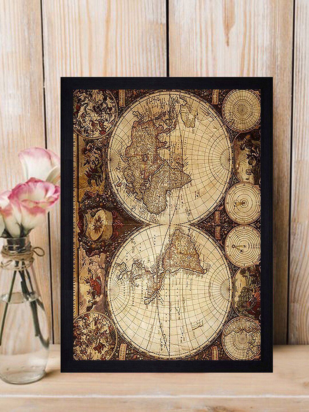 Gallery99 Brown Asian World Earth Map Framed Art Wall Print-picture-27