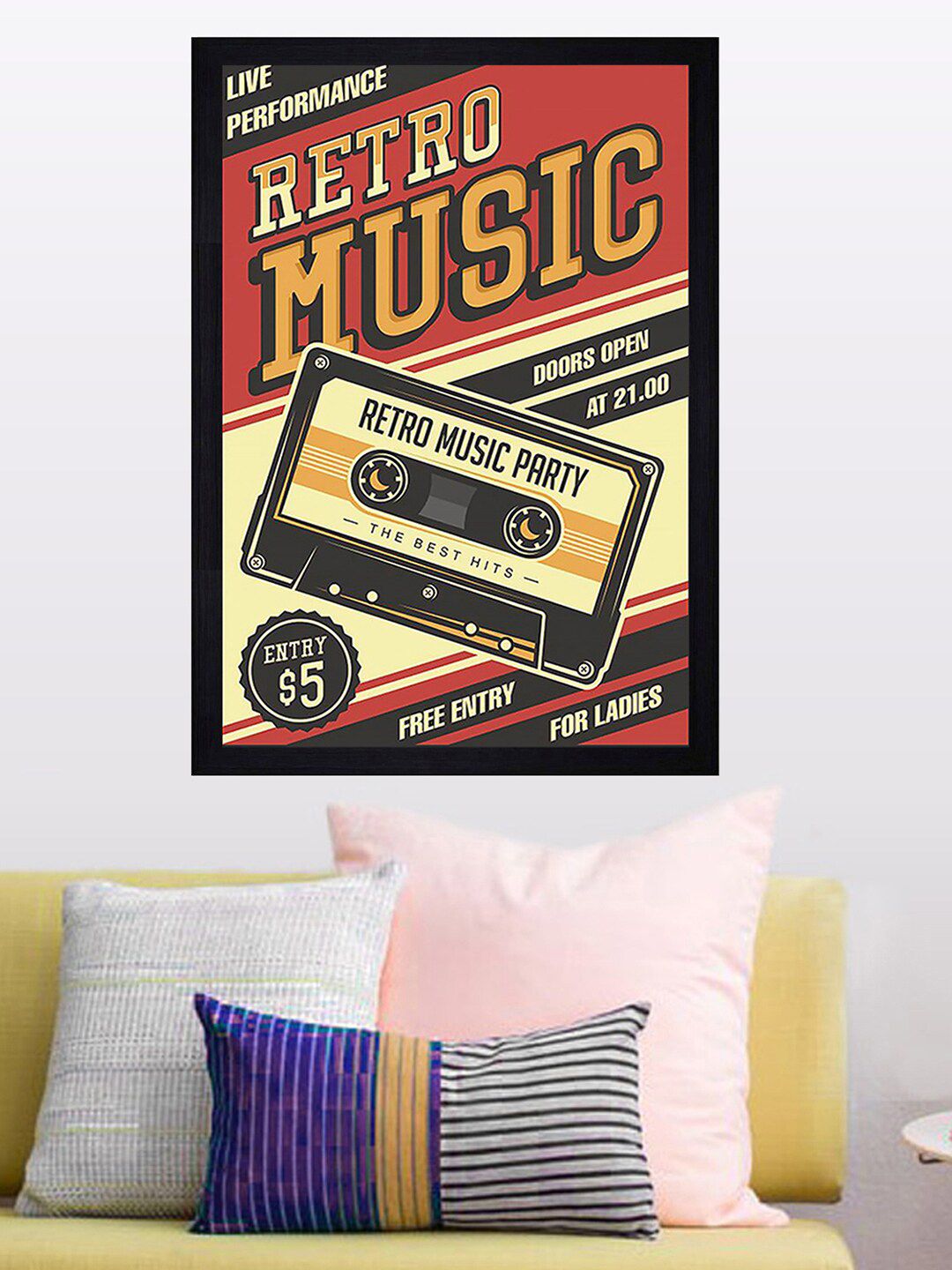 Gallery99 Multicolored Retro Music Texture Paper Framed Wall Art-picture-17