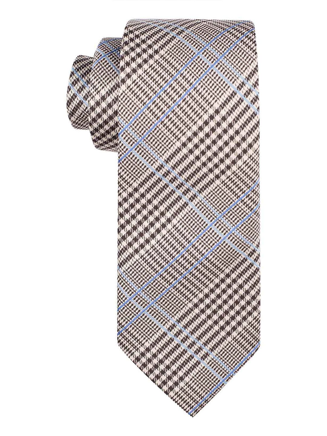 The Tie Hub Men Grey & Cream-Coloured Checked Skinny Tie-picture-19