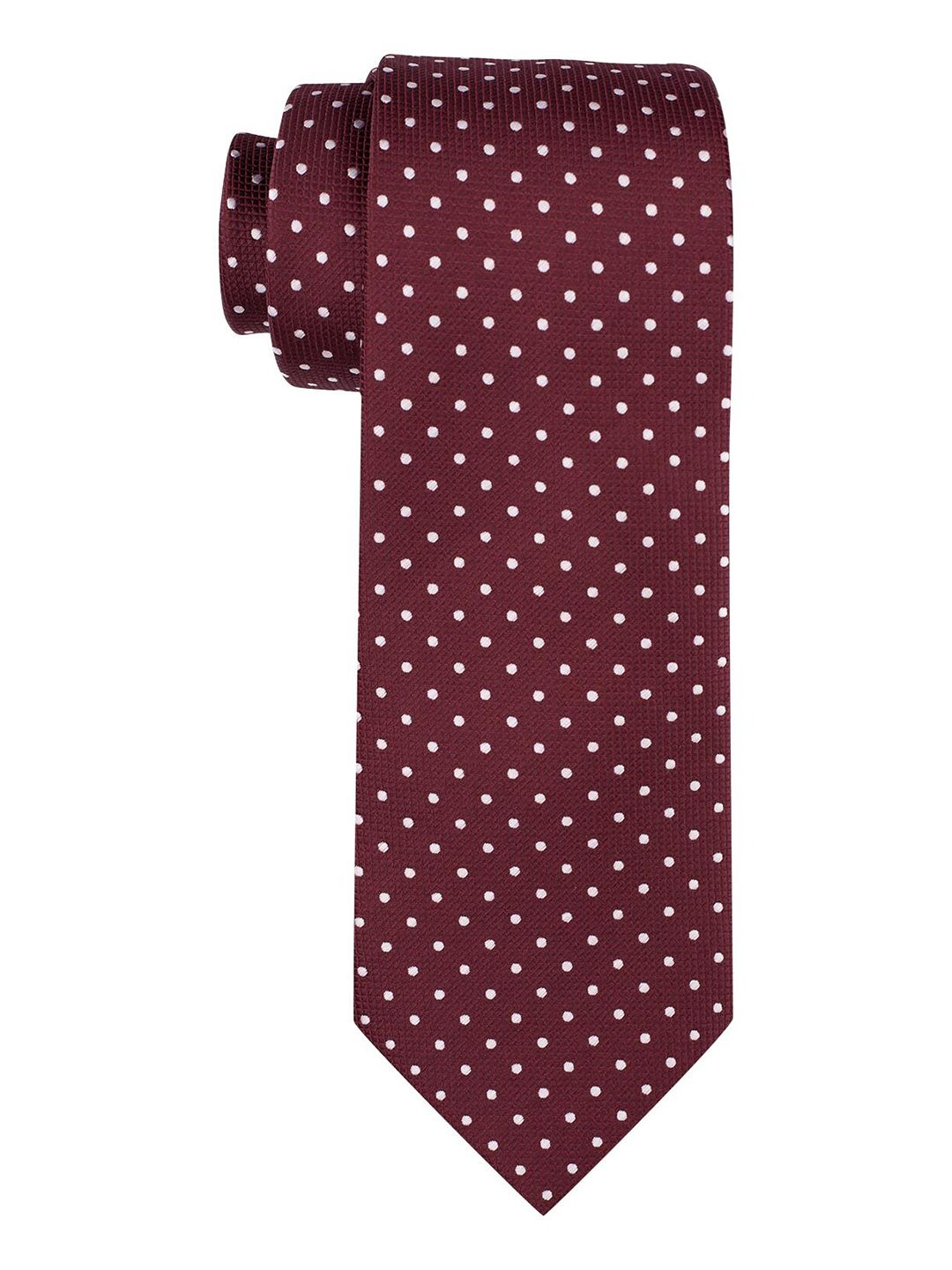 The Tie Hub Men Maroon & White Printed Broad Tie-picture-24