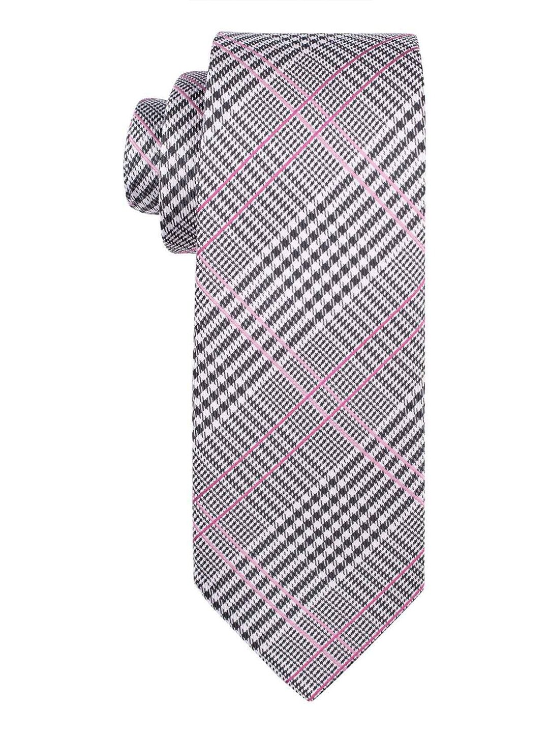 The Tie Hub Men Black & White Checked Skinny Tie-picture-20
