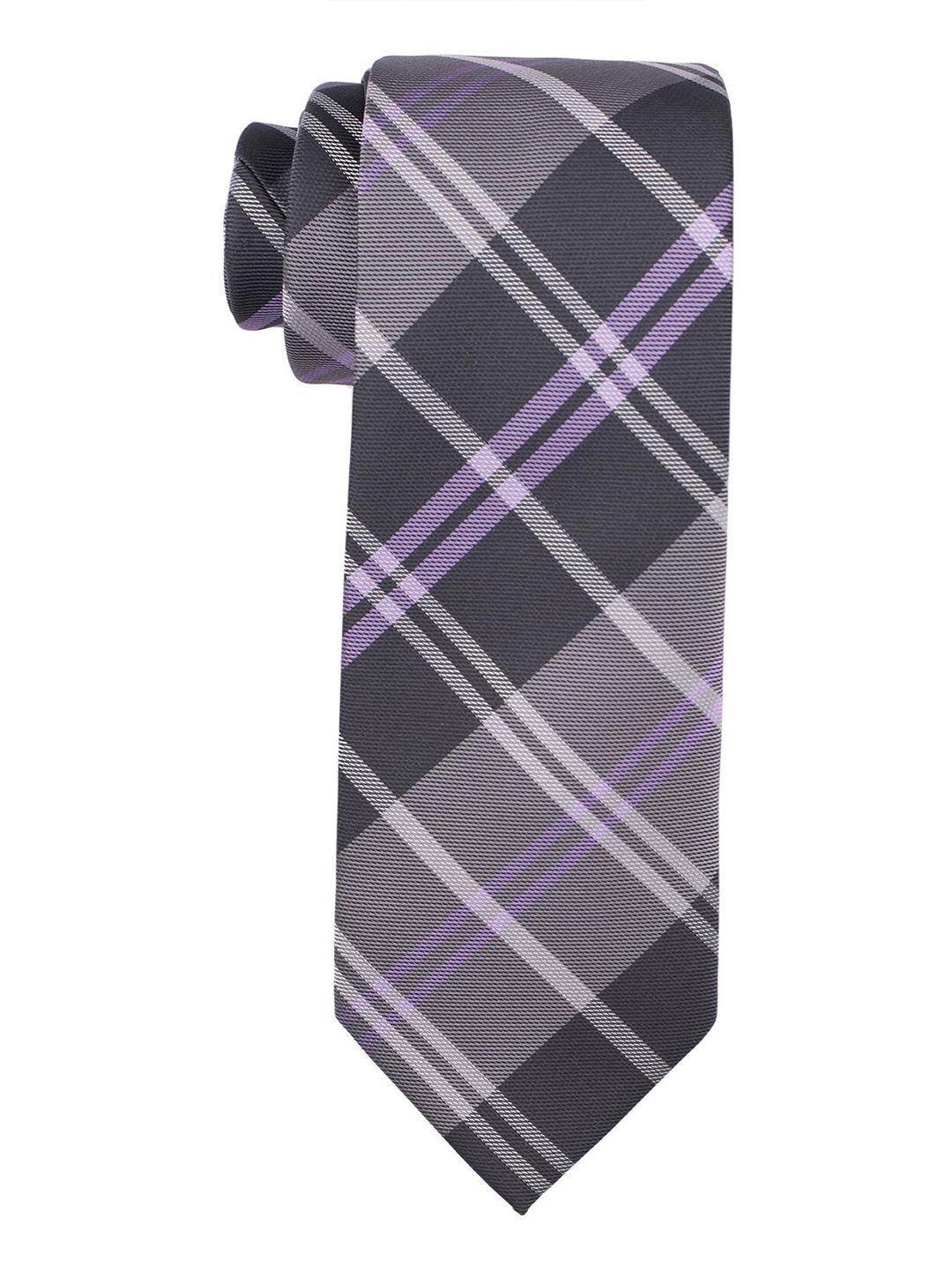 The Tie Hub Men Black & Grey Checked Skinny Tie-image-28