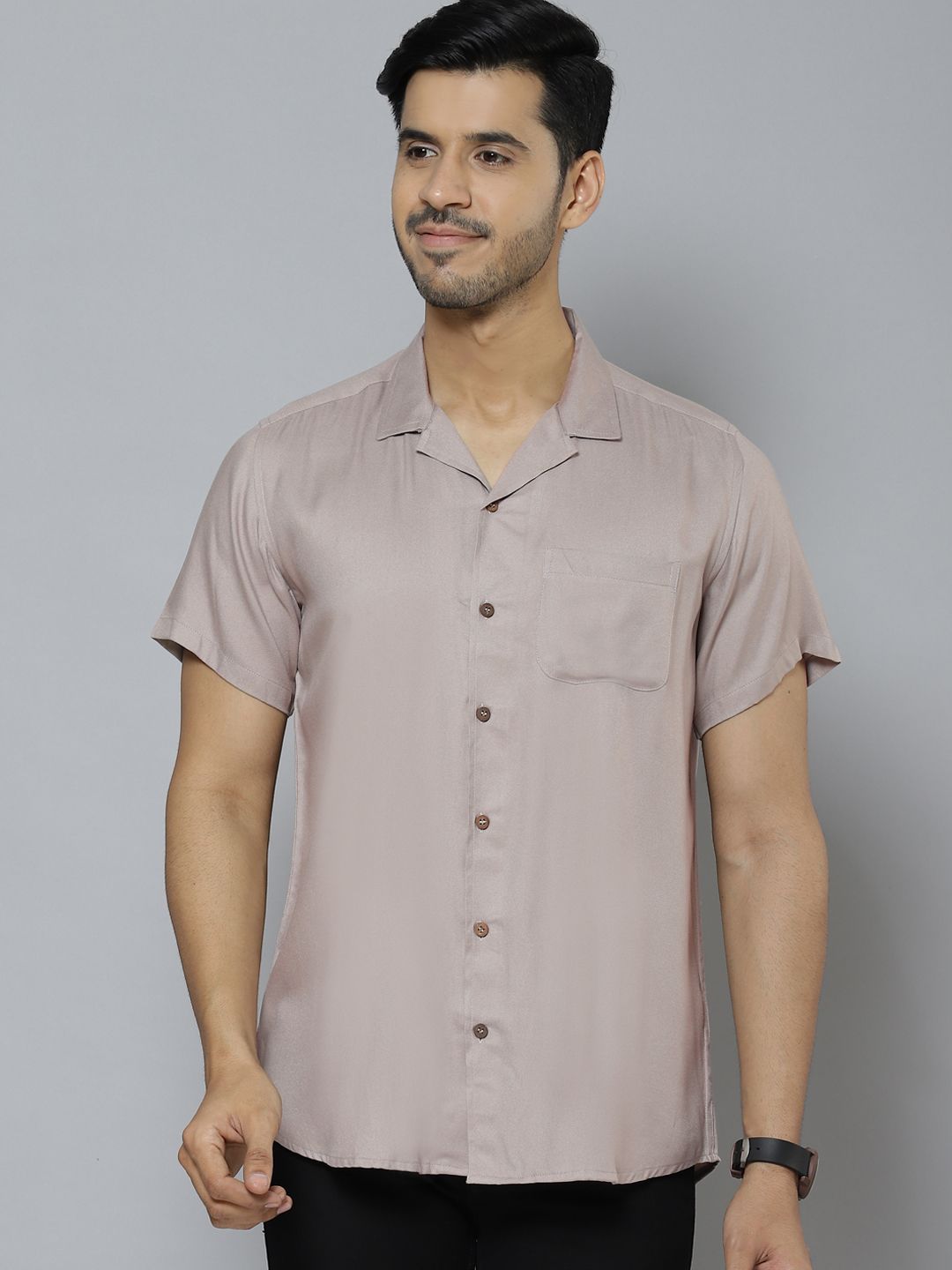 DENNISON Men Brown Solid Pure Cotton Smart Slim Fit Casual Shirt-picture-37