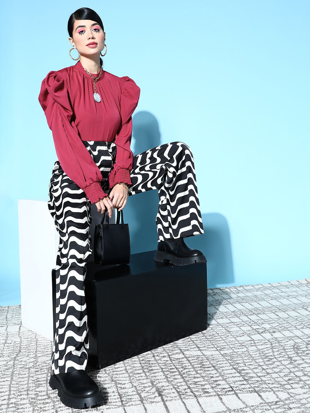 plusS Maroon Bishop Sleeves Top-picture-19
