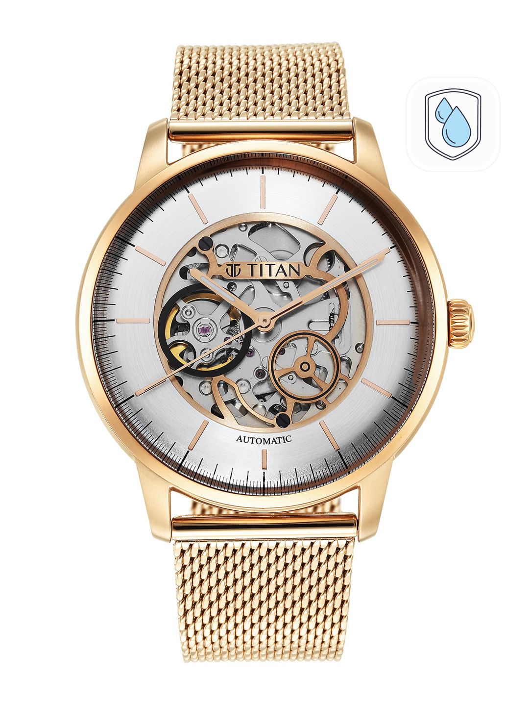 Titan Men White Skeleton Dial & Stainless Steel Bracelet Style Straps Analogue Watch 90110WM01-picture-19