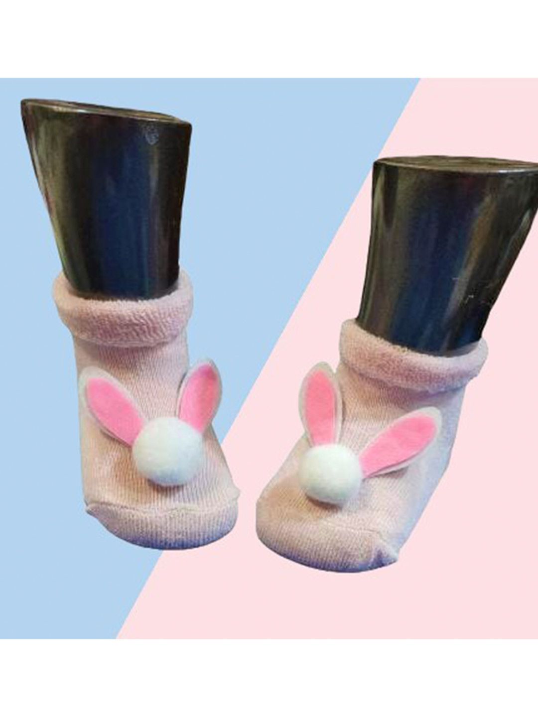 TIPY TIPY TAP Kids Pink & White Patterned Rabbit Ankle-Length Socks-image-0
