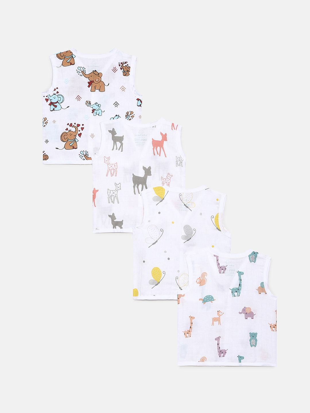 The Boo Boo Club Set Of 4 Printed Sustainable Organic Cotton Muslin Jhabla