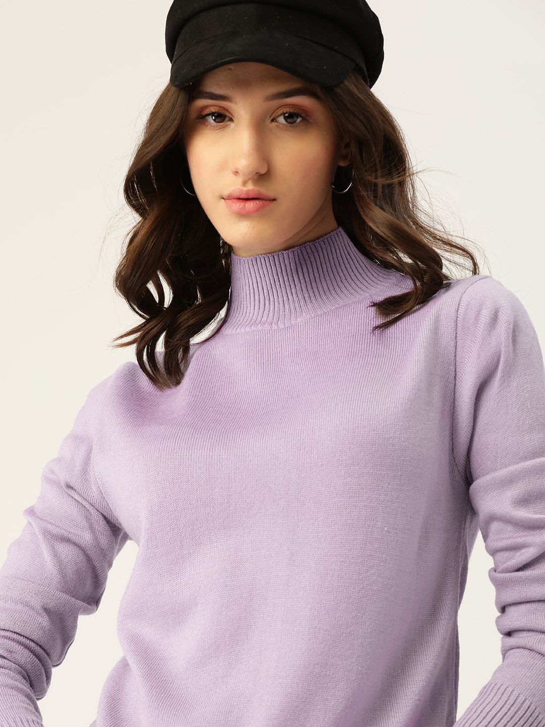 DressBerry Women Lavender High Neck Knitted Pullover - Price History