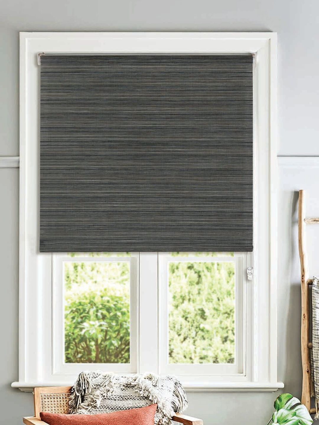 Deco Window Grey Striped Room Darkening Window Blinds-picture-33