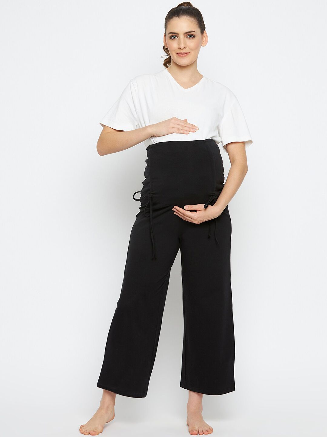 Hypernation Women Black Solid Maternity Lounge Pants-picture-30