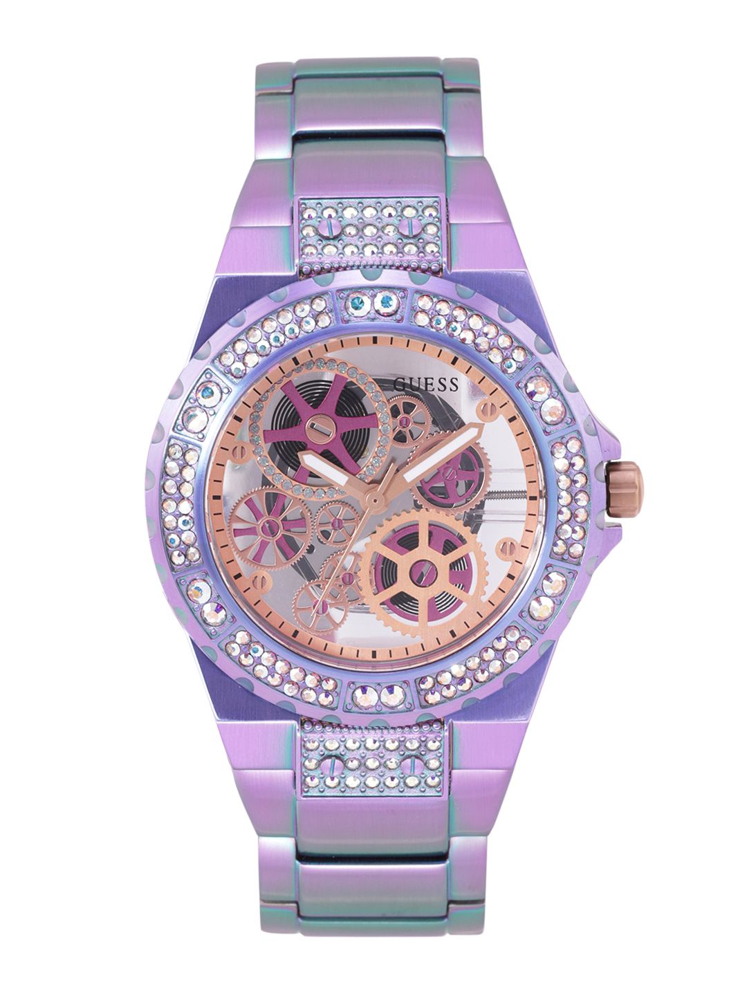 GUESS Women Skeleton Dial & Stainless Steel Bracelet Style Straps Analogue Watch GW0302L3-image-37