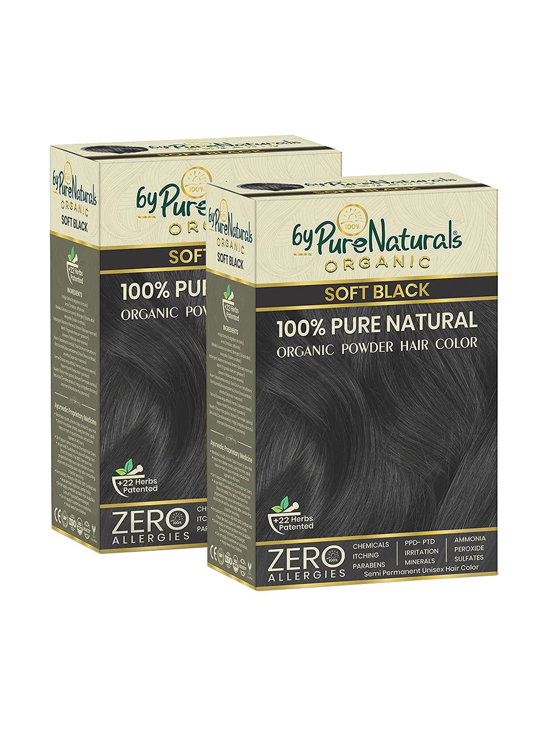 byPureNaturals Set of 2 Organic 100% Pure Natural Powder Hair Colour - Soft Black 1N-image-24
