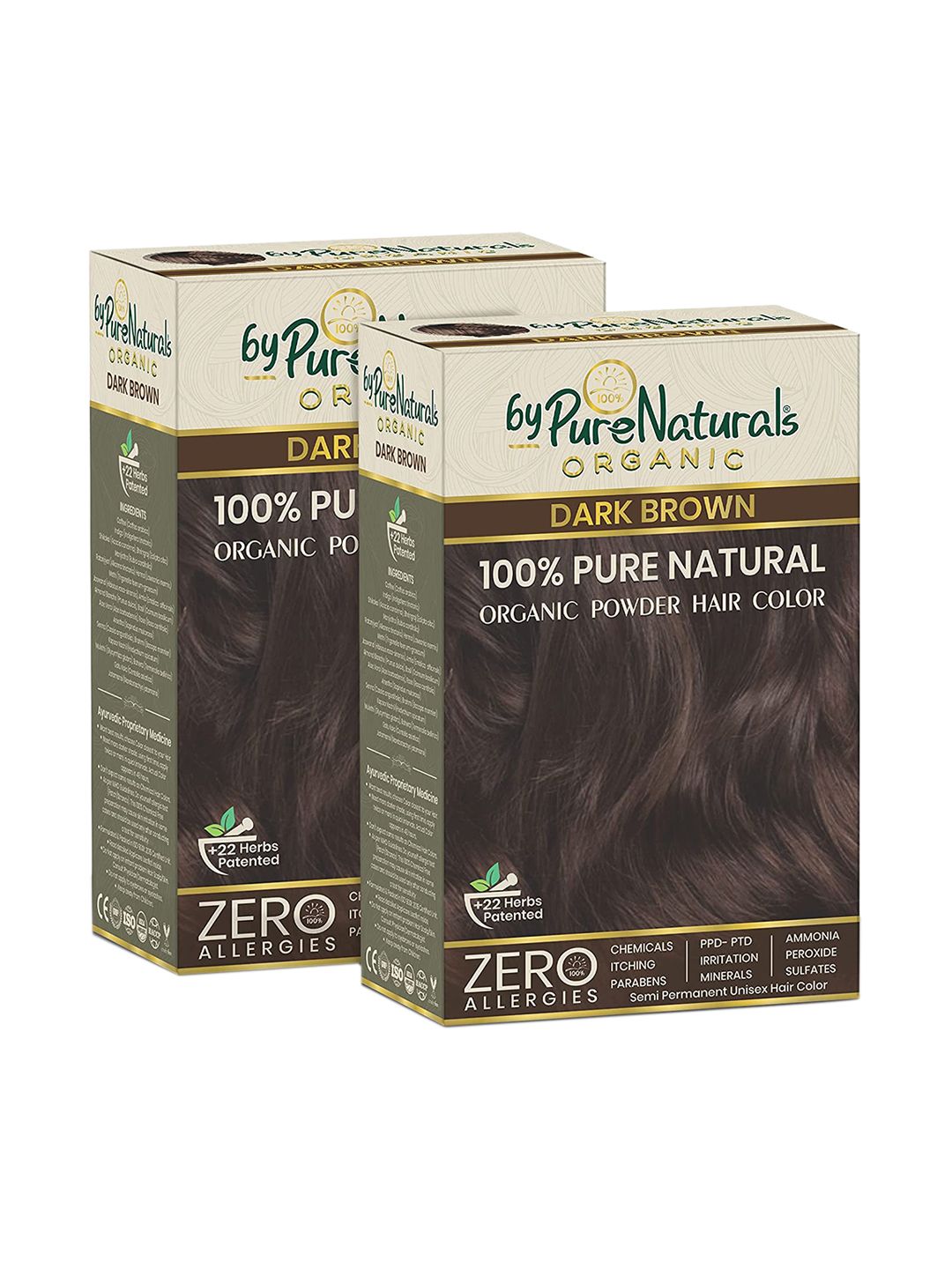 byPureNaturals Set of 2 Organic 100% Pure Natural Powder Hair Colour - Dark Brown 3N-image-28