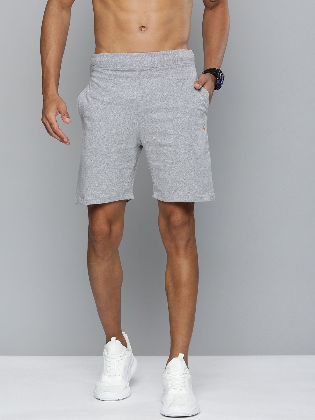 HRX by Hrithik Roshan Men Grey Melange Solid Shorts-picture-23