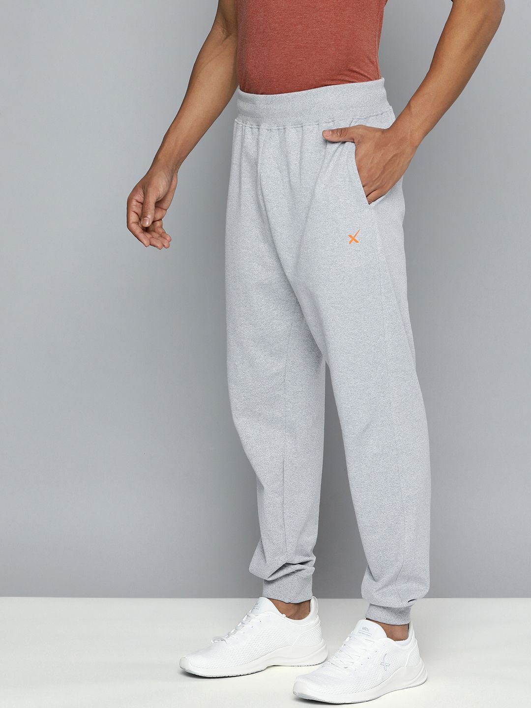 HRX by Hrithik Roshan Men Grey Melange Solid Joggers-image-1