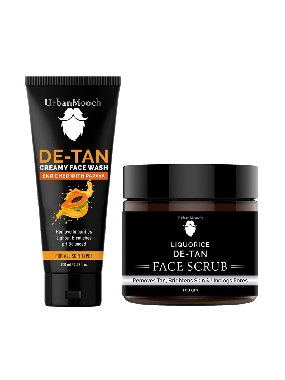 UrbanMooch Men De-Tan Papaya Creamy Face Wash 100 ml & Liquorice Scrub 100 g-picture-10