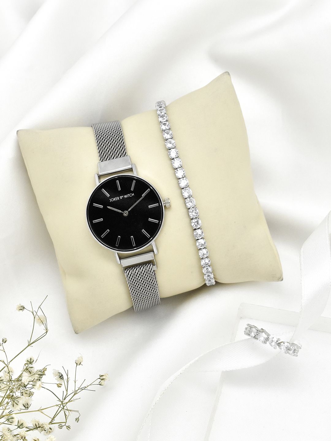 JOKER & WITCH Women Silver-Toned  Watch Gift Set JWLT498-picture-18