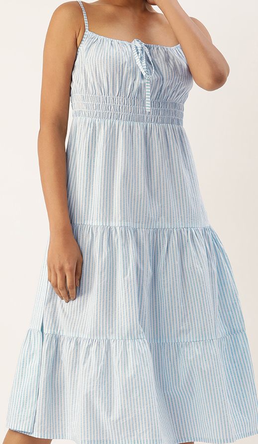blue and white striped dress forever 21 Forever 21 blue and white striped wrap dress Size