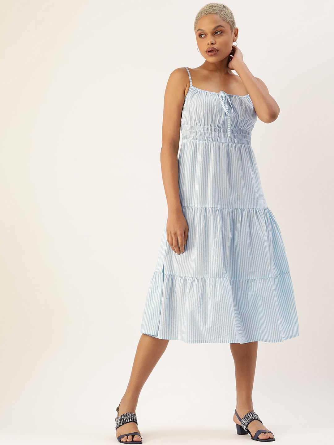 blue and white striped dress forever 21 Forever 21 blue and white striped wrap dress Size