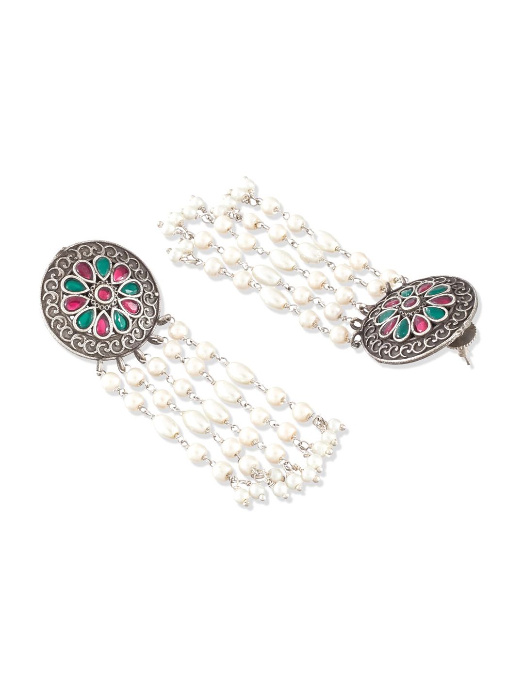 ATIBELLE Silver Plated Contemporary Drop Earrings