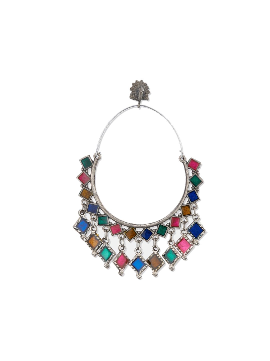 ATIBELLE Multicoloured Contemporary Silver-Plated Hoop Earrings
