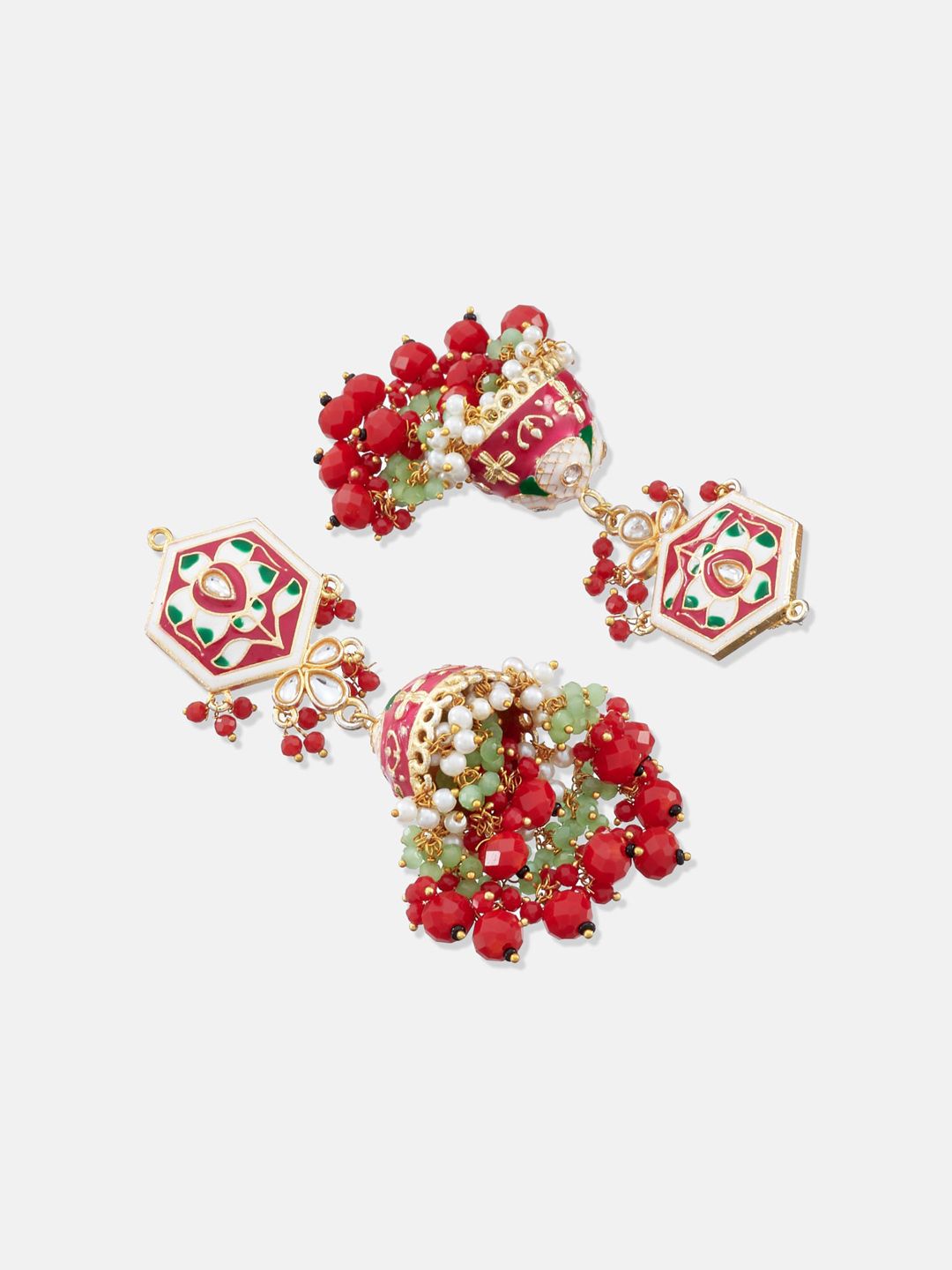 ATIBELLE Pink Floral Jhumkas Earrings