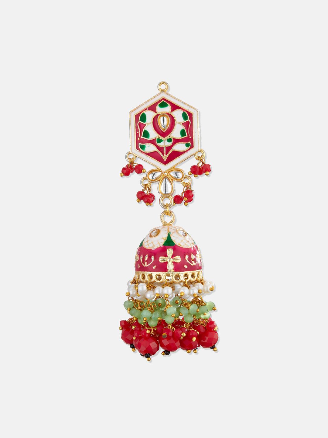 ATIBELLE Pink Floral Jhumkas Earrings