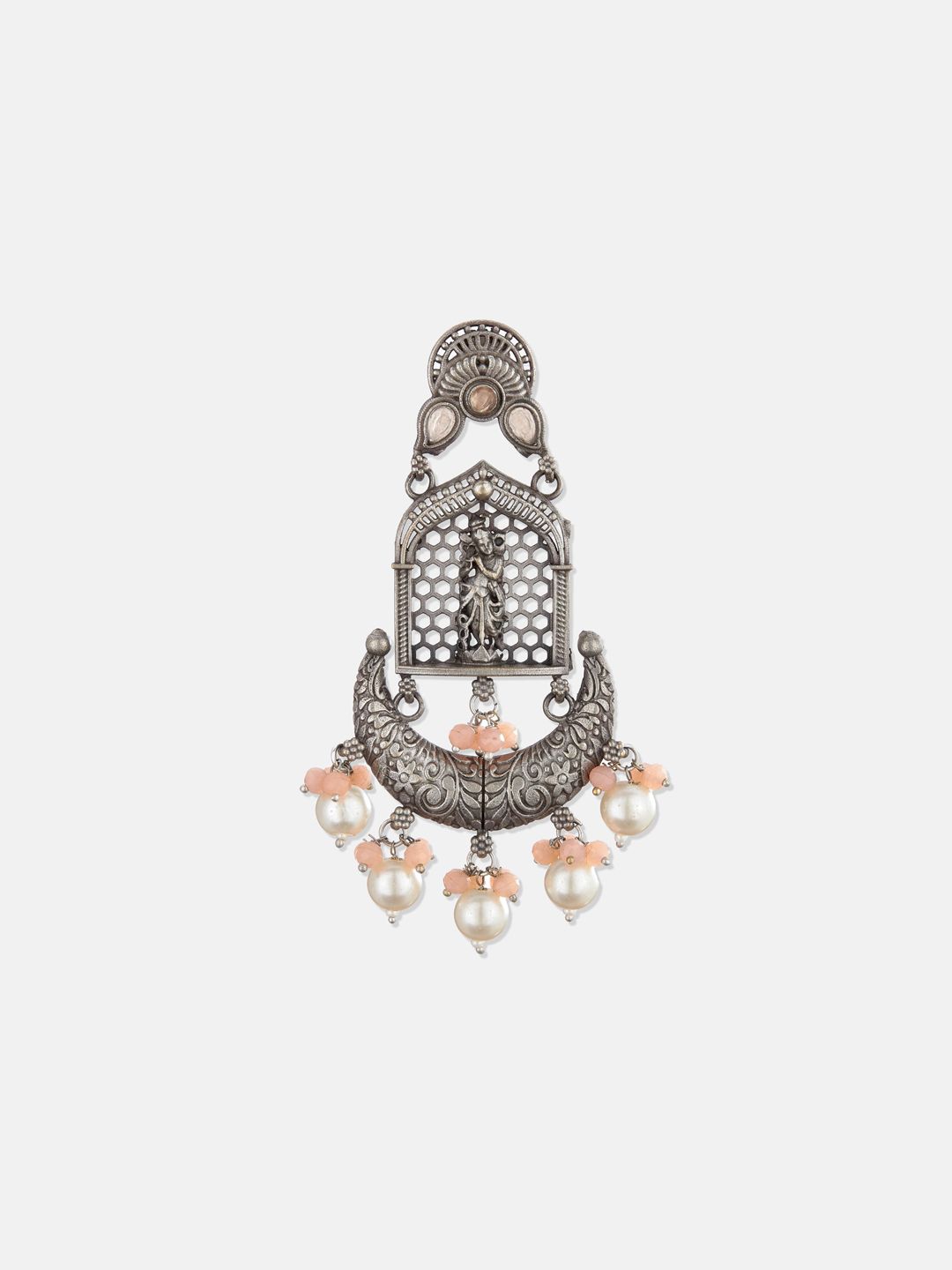ATIBELLE Silver-Toned & White Contemporary Drop Earrings