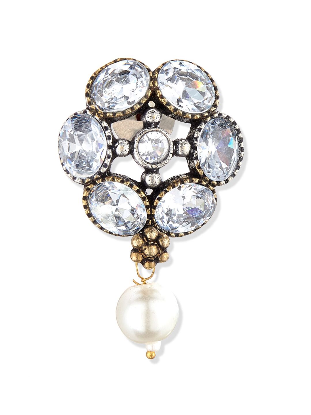 ATIBELLE Silver-Plated Floral Drop Earrings