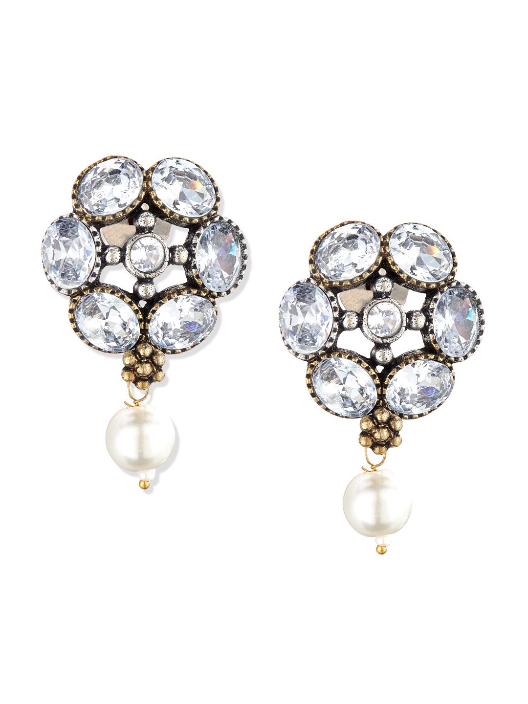ATIBELLE Silver-Plated Floral Drop Earrings