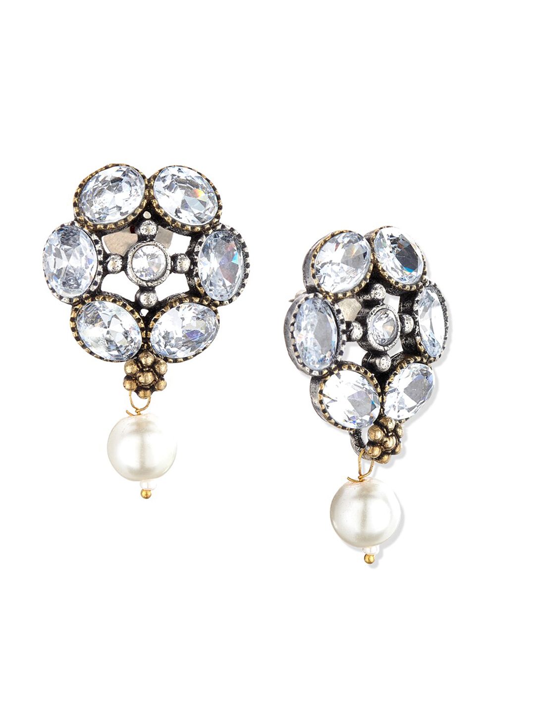 ATIBELLE Silver-Plated Floral Drop Earrings