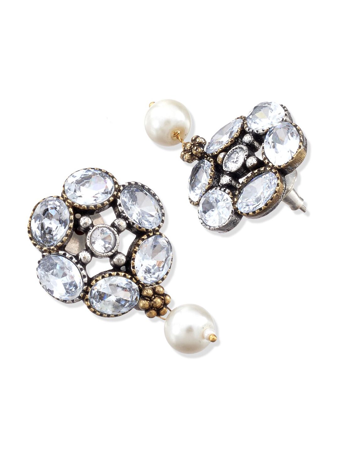 ATIBELLE Silver-Plated Floral Drop Earrings