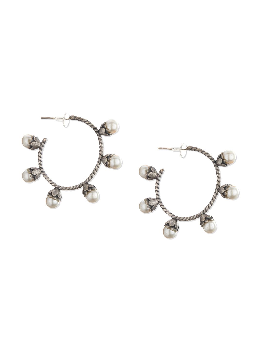 ATIBELLE Silver-Plated Contemporary Half Hoop Earrings