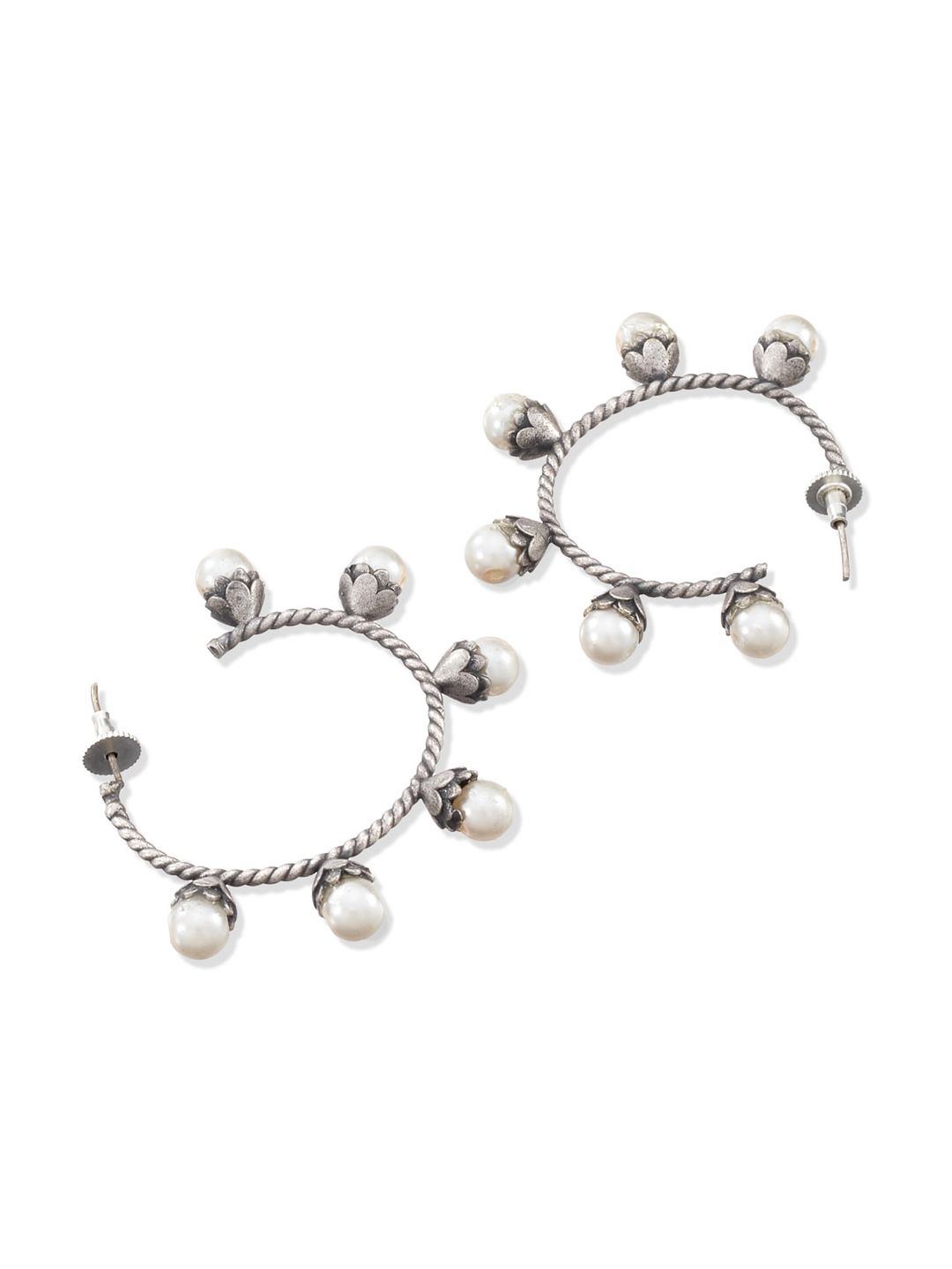 ATIBELLE Silver-Plated Contemporary Half Hoop Earrings