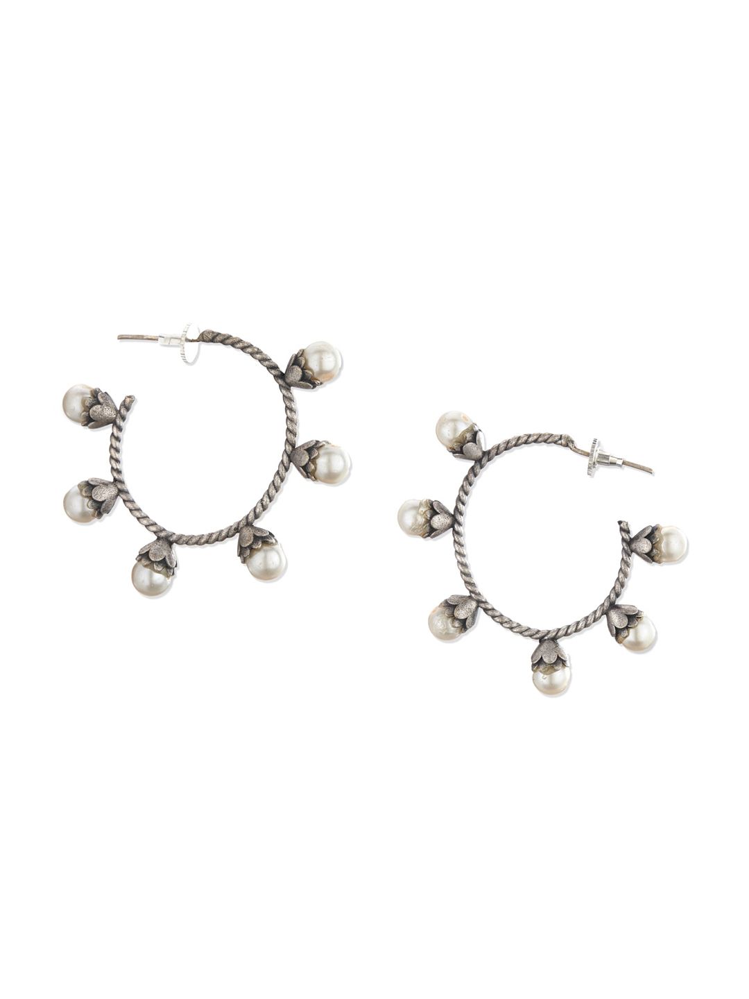 ATIBELLE Silver-Plated Contemporary Half Hoop Earrings