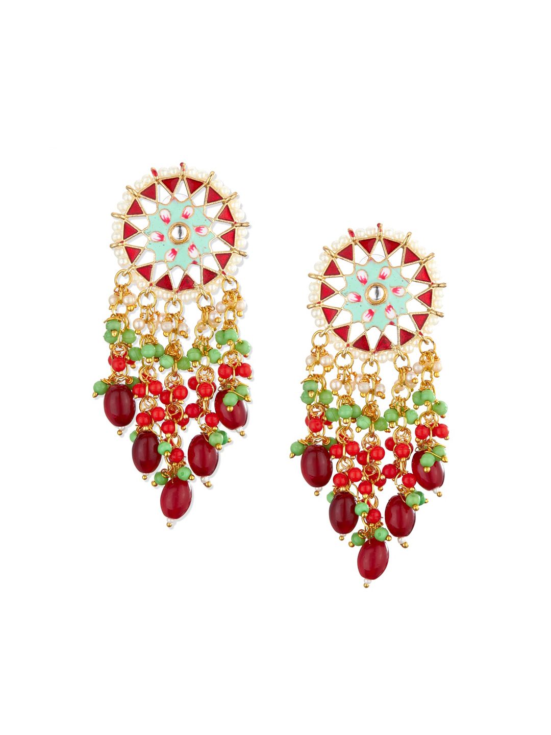 ATIBELLE Multicoloured Gold Plated Floral Drop Earrings